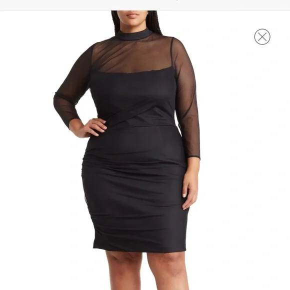 calvin klein black ruched dress Calvin Klein | Dresses | Calvin Klein Ruched Long Sleeve Mesh Sheath Dress
